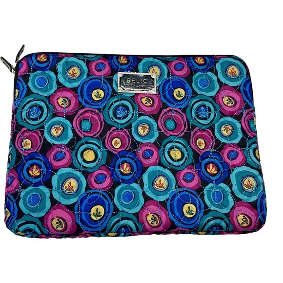 Relic Quilted Floral Laptop Sleeve Multicolor Padded Case with Zipper Closure - Picture 3 of 5